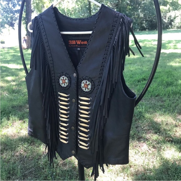 Like New! Fringed leather vest! - Picture 2 of 16